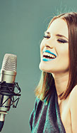 Happy, young, white woman singer